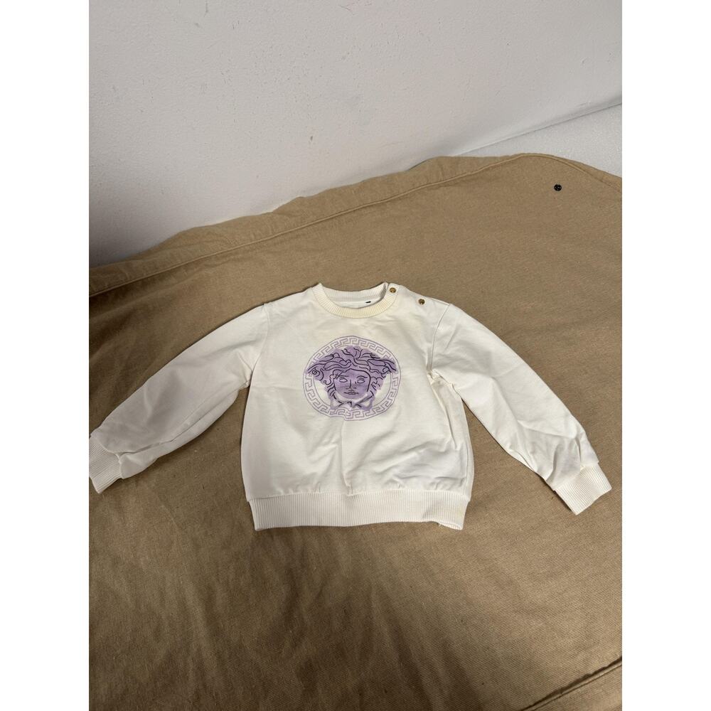 Versace Sweatshirt Youth 9/12M 74cm White Medusa Pullover Gold Button Designer